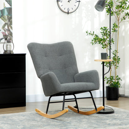 Rocking Chair, Modern Armchair with Backrest for Bedroom, Grey