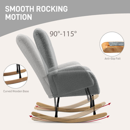 Rocking Chair, Modern Armchair with Backrest for Bedroom, Grey