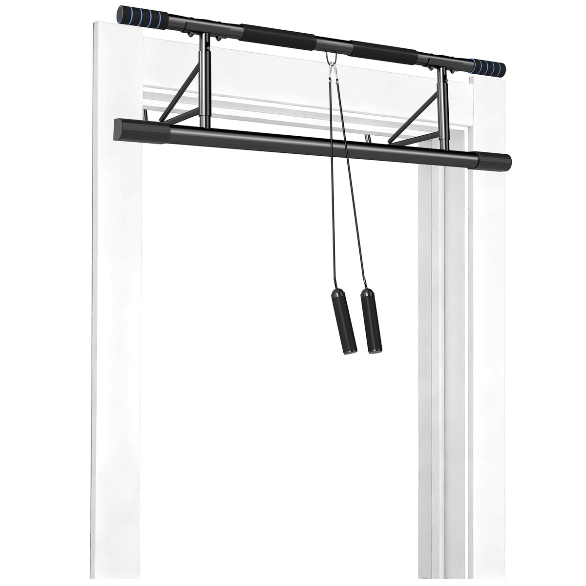 Folding Doorway Pull-Up Bar with Resistance Band for 70-90cm Frames - Blue & Black