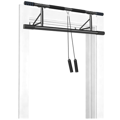 Folding Doorway Pull-Up Bar with Resistance Band for 70-90cm Frames - Blue & Black