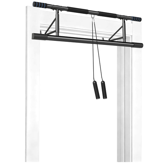 Folding Doorway Pull-Up Bar with Resistance Band for 70-90cm Frames - Blue & Black