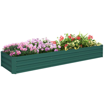Galvanised Raised Bed for Garden, Rectangular Outdoor Elevated Planter Box with Safety Edging and Open Bottom for Growing Flowers, Herbs and Vegetables, 240 x 60 cm, Green