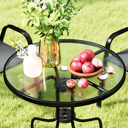 5 PCs Garden Furniture Set, Round Table and Stackable Chairs, Grey