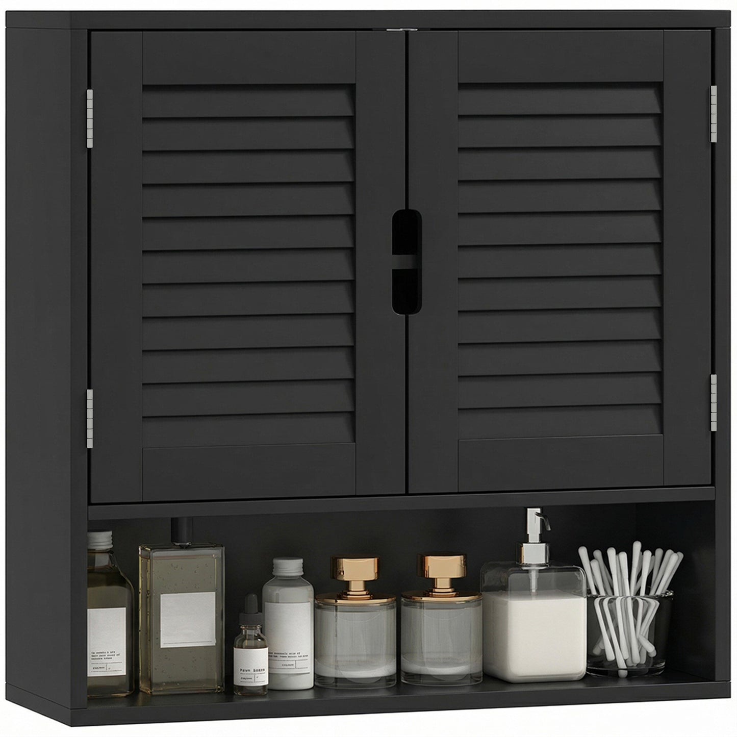 Bathroom Cabinet, Wall Mounted Cabinet with Adjustable Shelves, Black
