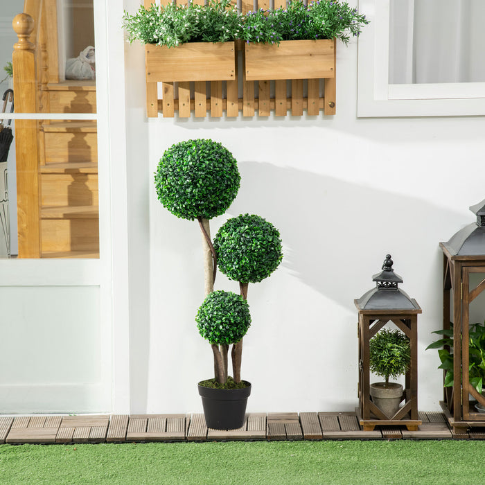 Artificial Plant Boxwood Ball Topiary Tree Indoor Outdoor, 90cm