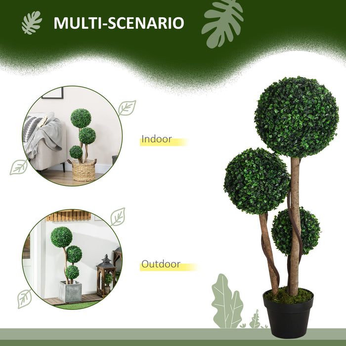 Artificial Plant Boxwood Ball Topiary Tree Indoor Outdoor, 90cm