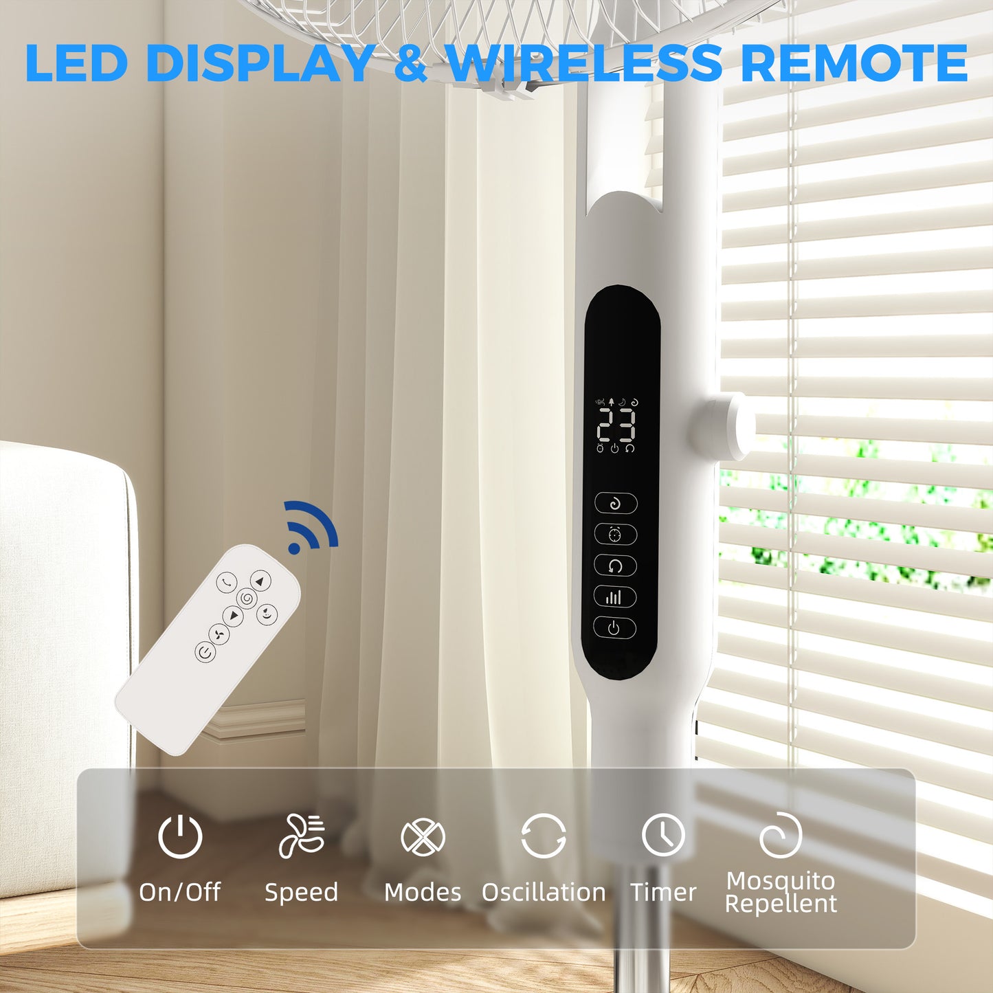 Standing Fan with 75 Degree Oscillation Mosquito Repellent Function