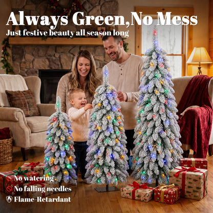 Artificial Christmas Tree Set of 3, PVC Branch Tips, Green White