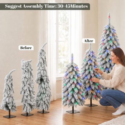 Artificial Christmas Tree Set of 3, PVC Branch Tips, Green White