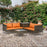 4 PCs Garden Rattan Wicker Outdoor Furniture Patio Corner Sofa Love Seat and Table Set with Cushions Side Desk Storage - Orange