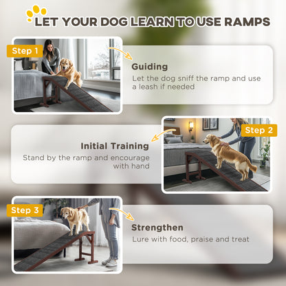 Pet Ramp for Dogs Cats with Non-Slip Carpet for Bed Sofa, Brown