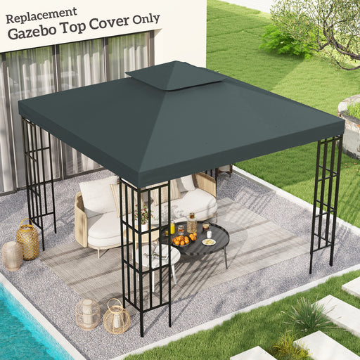 3(m) 2 Tier Gazebo Top Cover Replacement Canopy Roof Charcoal Grey