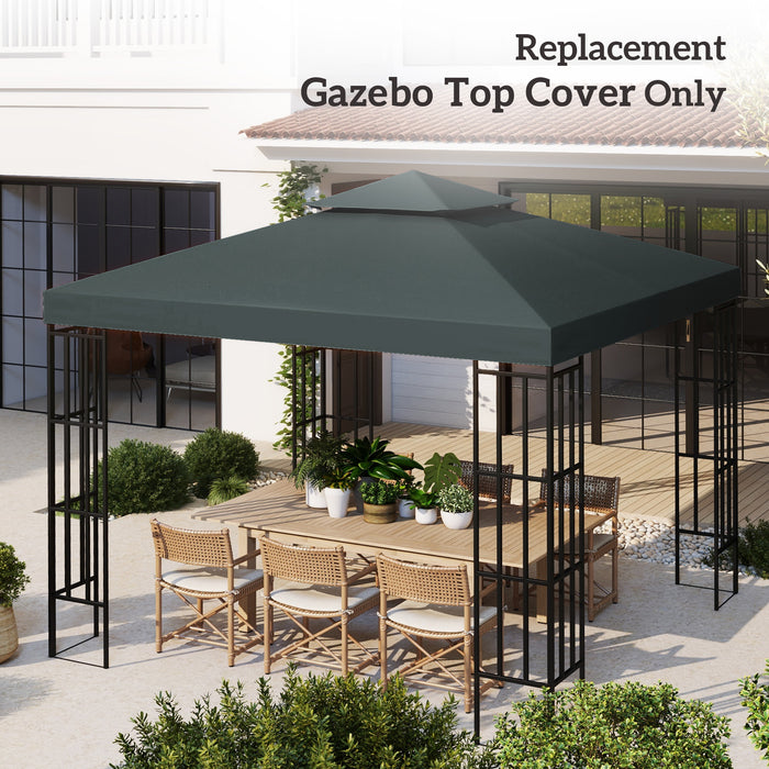 3(m) 2 Tier Gazebo Top Cover Replacement Canopy Roof Charcoal Grey