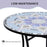 Outdoor Mosaic Round Garden Table, Patio Bistro Coffee Side Table with 60cm Ceramic Top for Garden, Blue and White