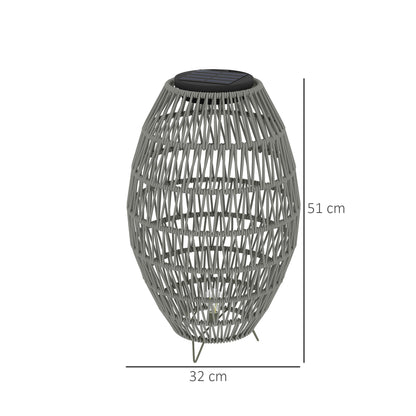 Rattan Solar Lamp, Auto On/Off Garden Lantern, Grey