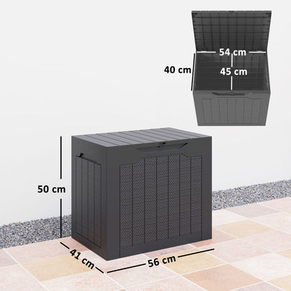 93L Plastic Garden Storage Box, Storage Container w/ Handles, Black