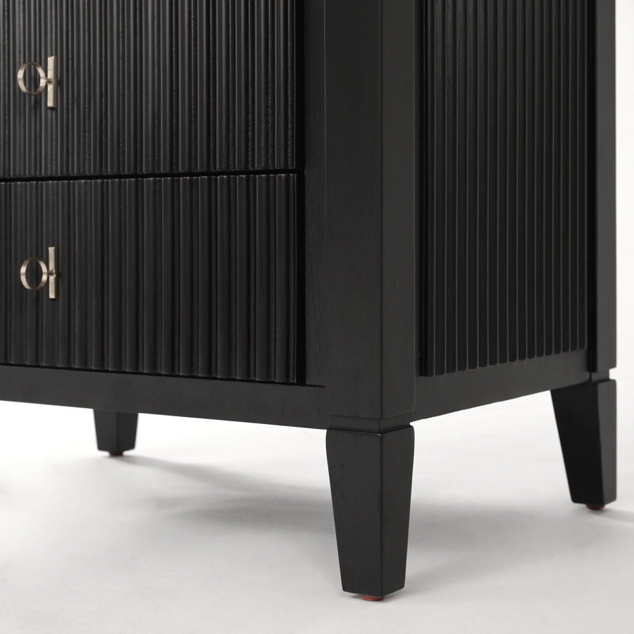 Heidi Black Bedside Table Brass/Silver