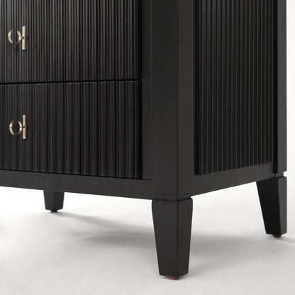 Heidi Black Bedside Table Brass/Silver
