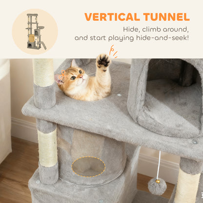 170 cm Cat Tree, Large Cat Tower with 7 Scratching Posts, Light Grey