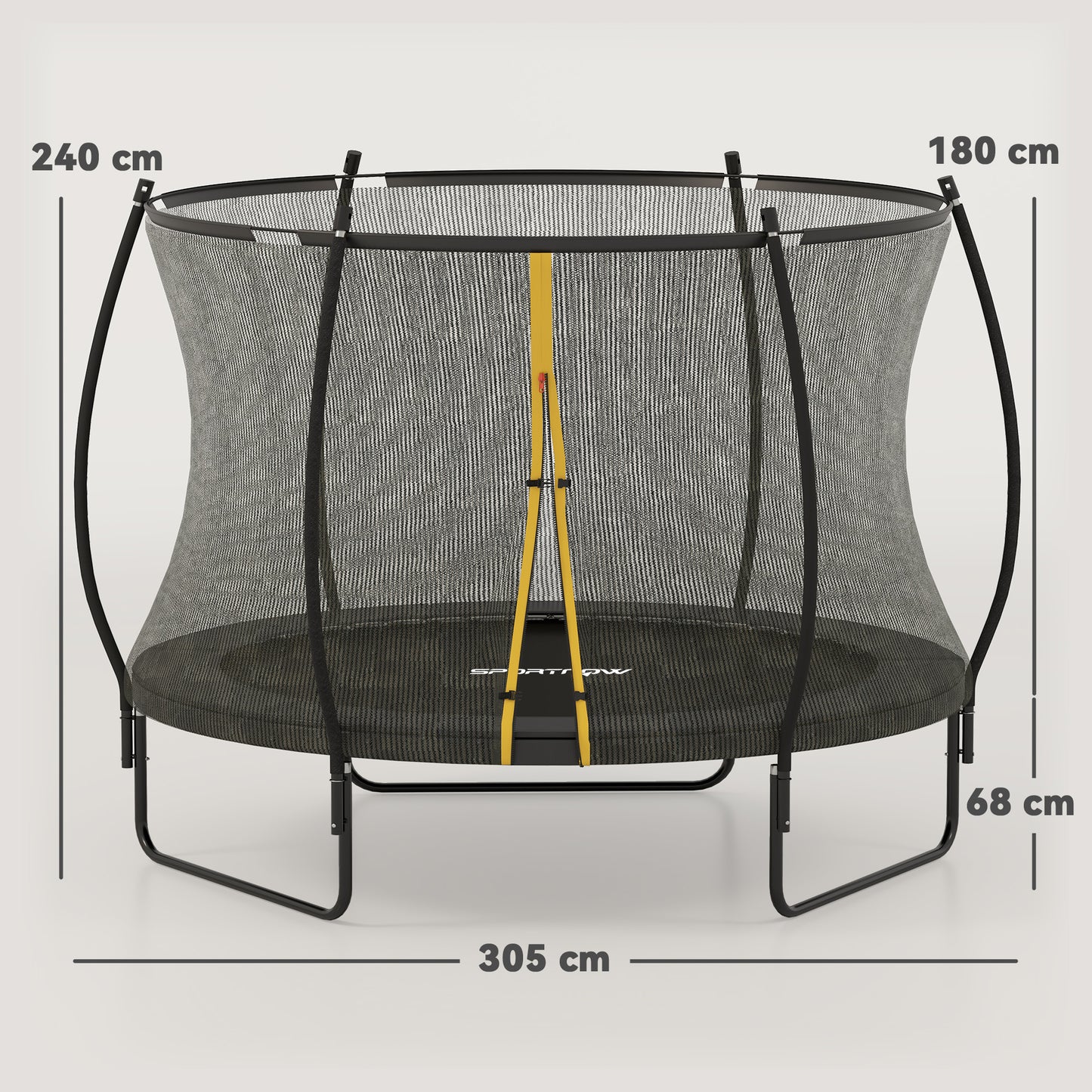 10ft Trampoline with Enclosure Net and Spring Cover, Black