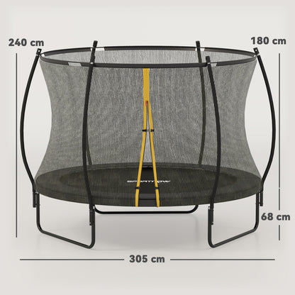 10ft Trampoline with Enclosure Net and Spring Cover, Black