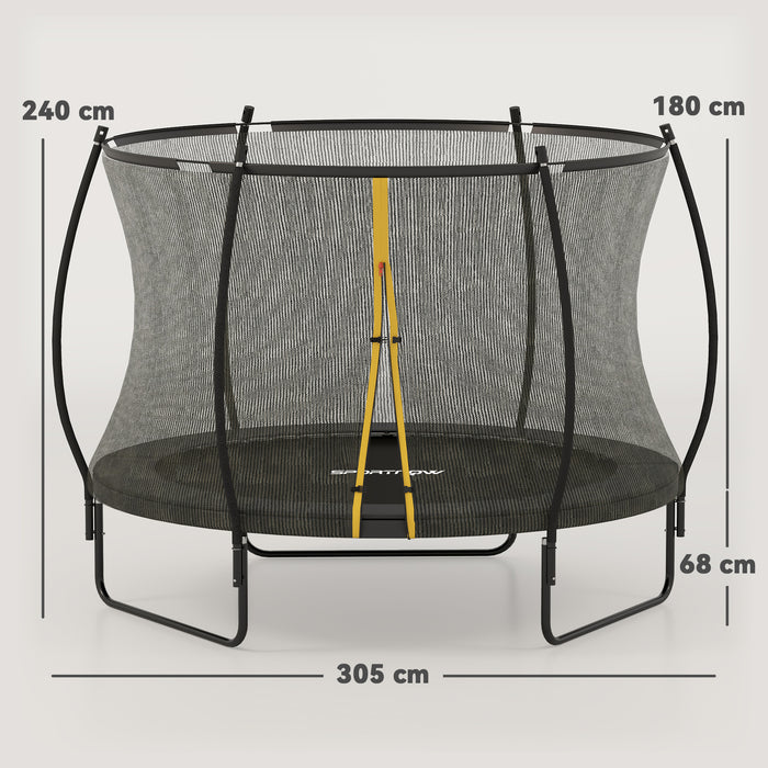 10ft Trampoline with Enclosure Net and Spring Cover, Black