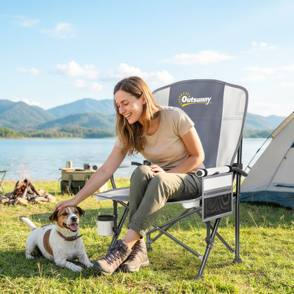 Camping Chair Padded with Side Pocket Light Grey