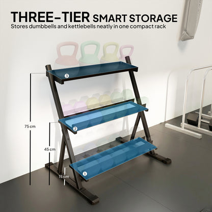 Dumbbell Rack 3-Tier Weight Organiser for Home Gym 200 KG Capacity