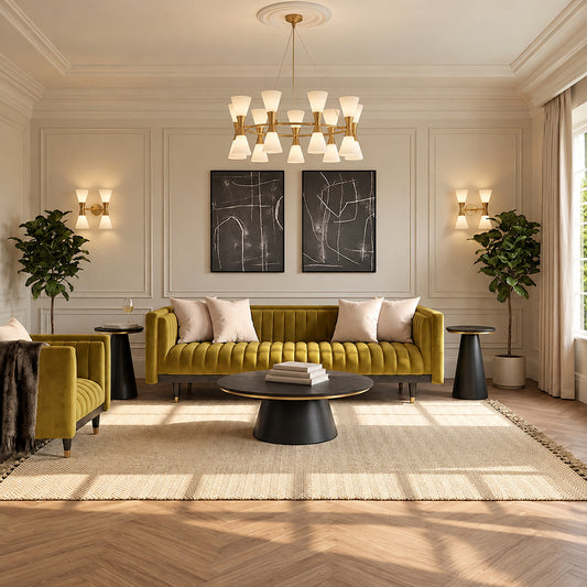 Metz Three Seater Sofa - Olive