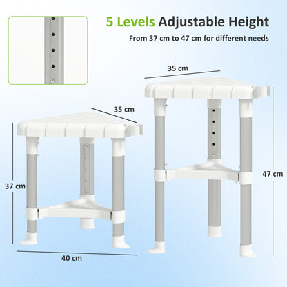Shower Stool with Storage Shelf and HDPE Seat, White