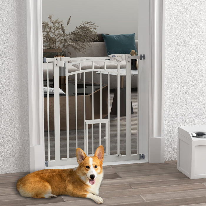 Pressure Fit Stair Gate Dog Gate w Small Cat Door Auto Closing Syst QuidsIn Superstore