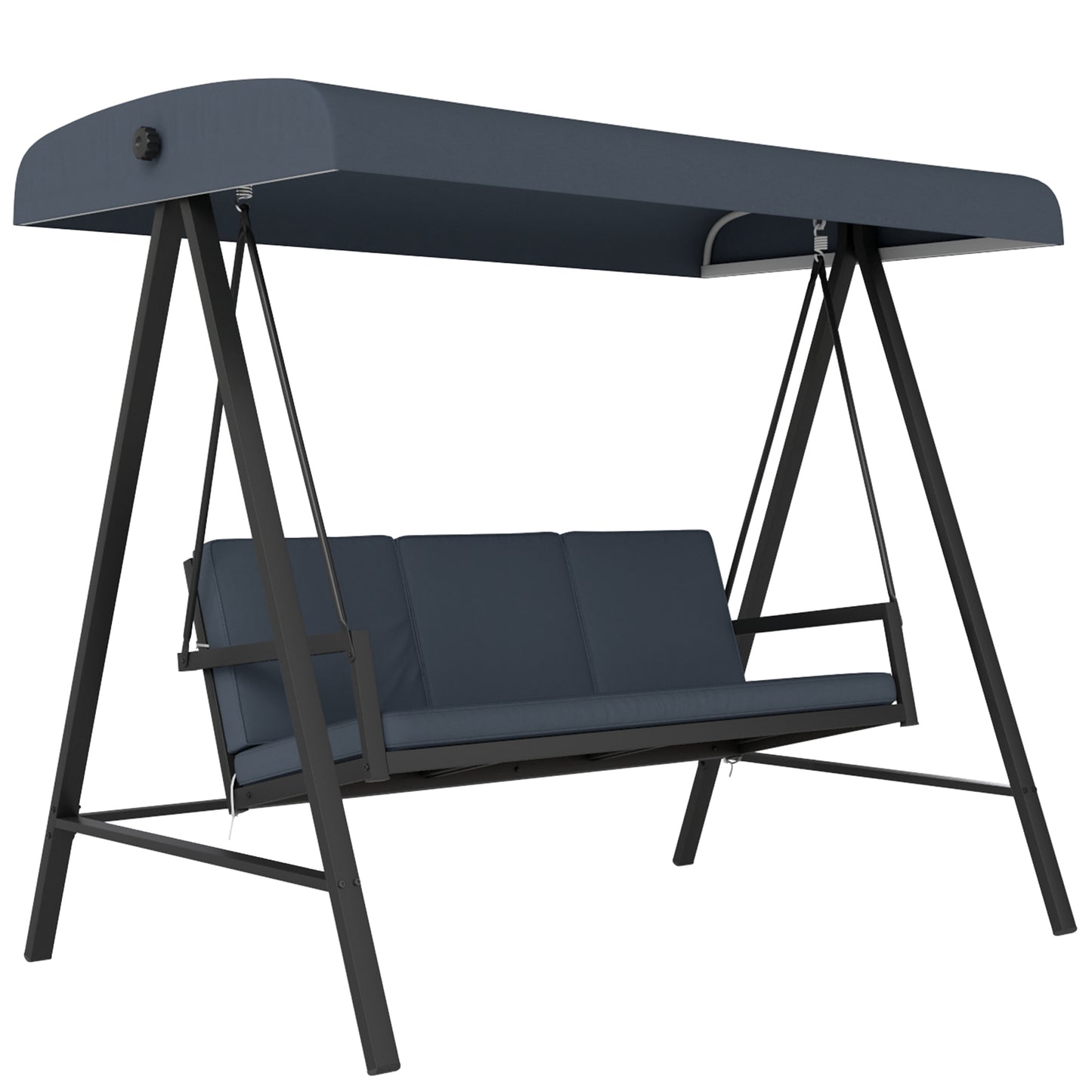3 Seater Garden Swing Chair with Adjustable Canopy, Dark Grey