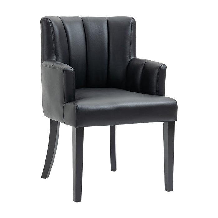 Hatfield Carver Chair - Black Faux Leather