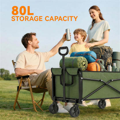 81L Festival Trolley on Wheels, Garden Folding Trolley Cart, Green