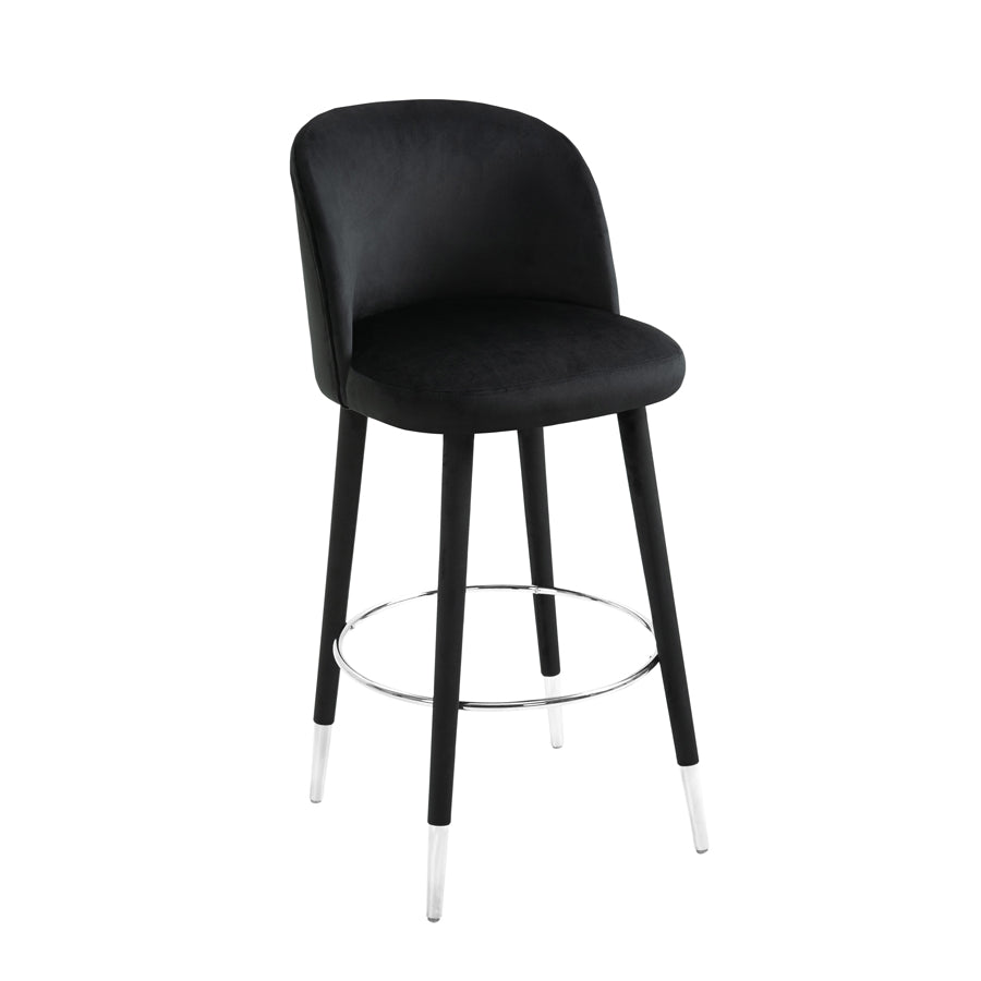Bellucci Counter Stool - Black - Silver Caps