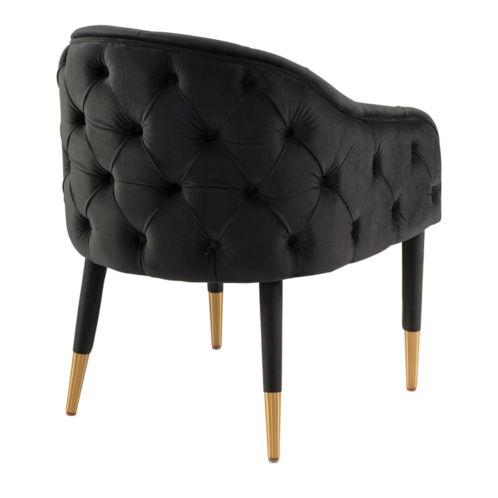 Sophia Dining Chair - Black - Brass Caps