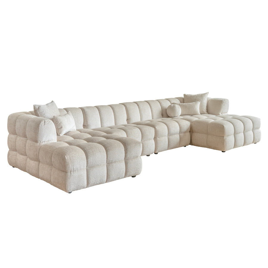 Berlin U-Shaped Corner Sofa – Light Taupe Chenille