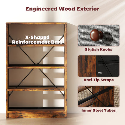 Chest of Drawers, 4 Drawer Dresser for Bedroom, Grey and Rustic Brown