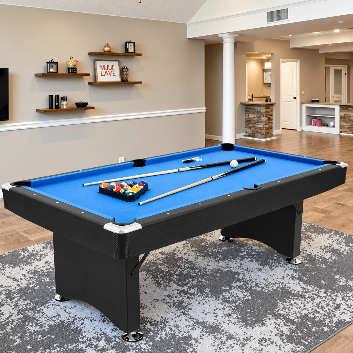 7ft Buffalo Challenger Folding American Pool Table with Balls, Cues and Accessory Set