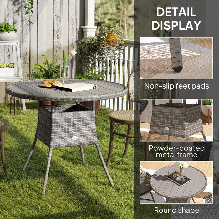 Outdoor PE Rattan Dining Table w/ Wood-plastic Composite Top, Grey