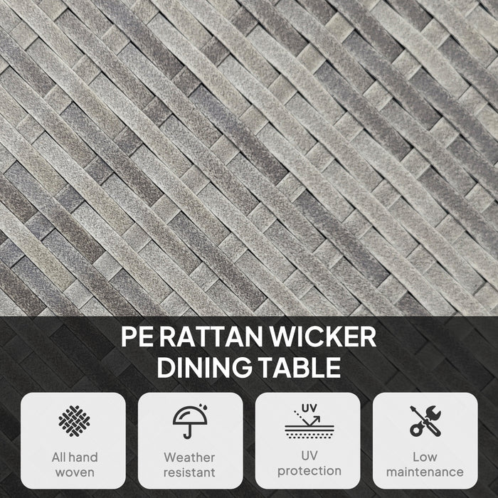 Outdoor PE Rattan Dining Table w/ Wood-plastic Composite Top, Grey