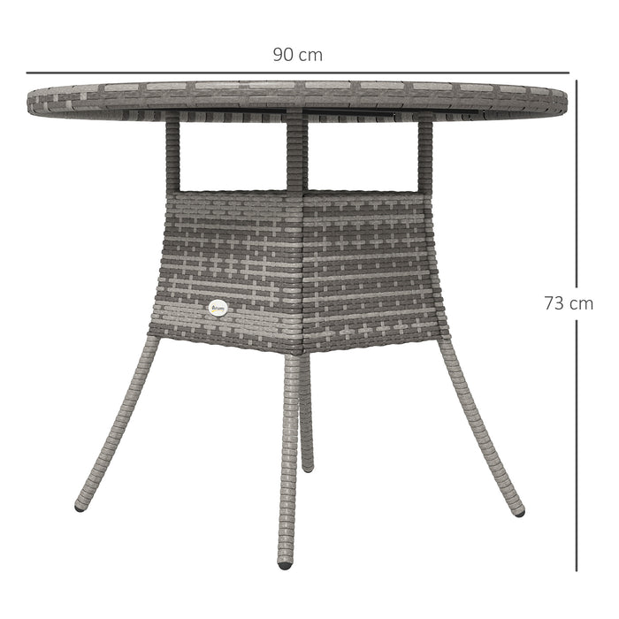 Outdoor PE Rattan Dining Table w/ Wood-plastic Composite Top, Grey