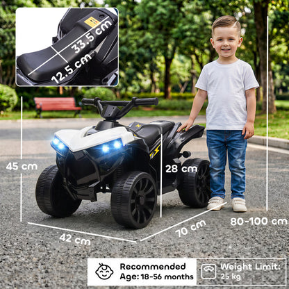 6V Kids ATV, Battery Powered Ride on Car for Ages 18-56 M, White