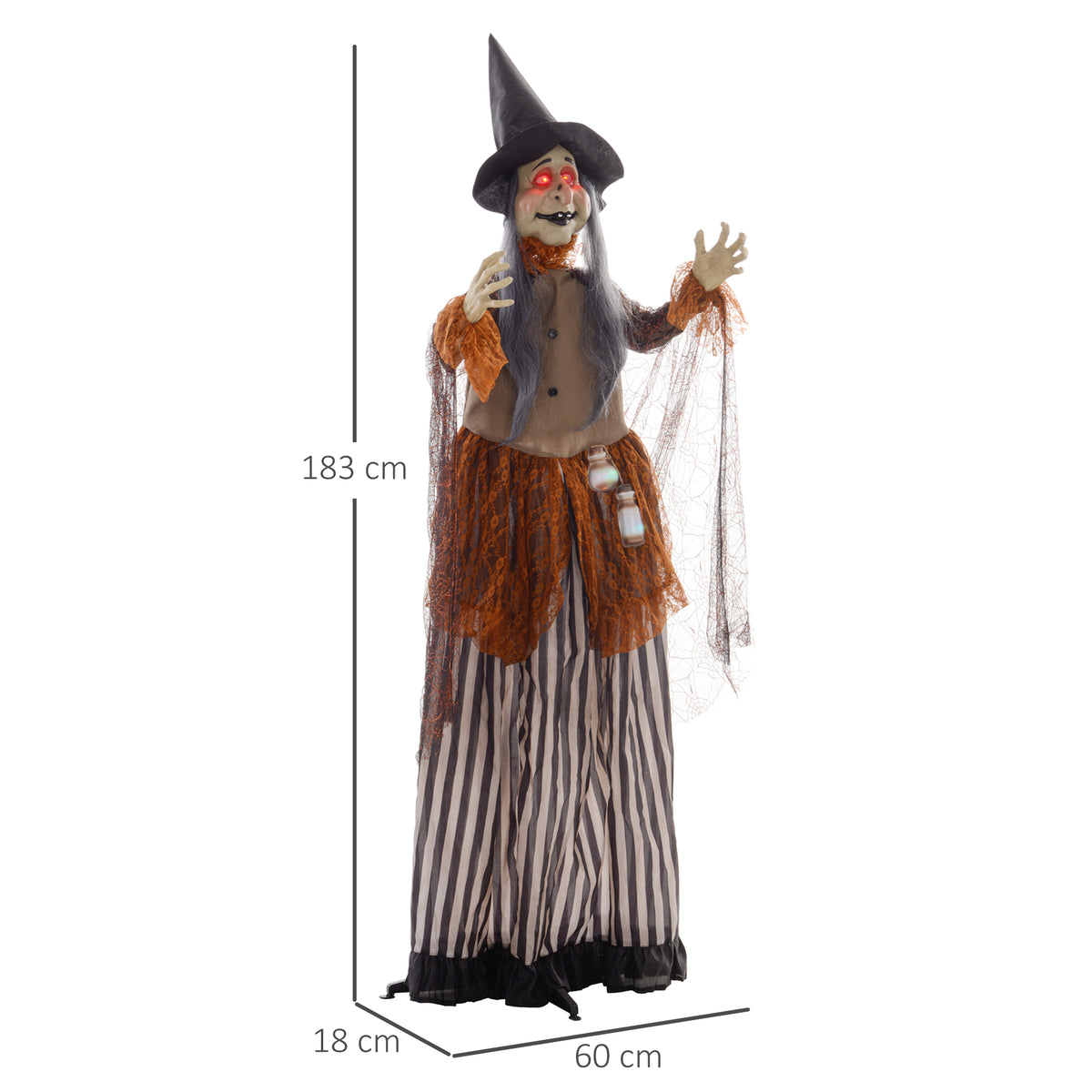 Outdoor Halloween Animatronic with Sound Activated, Light Up Eyes