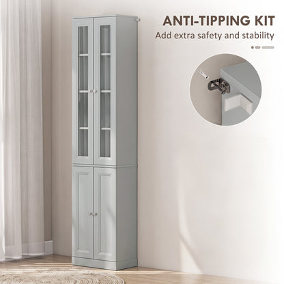 Tall Bathroom Storage Cabinet, 6-Tier Bathroom Cabinet, Dusty Blue