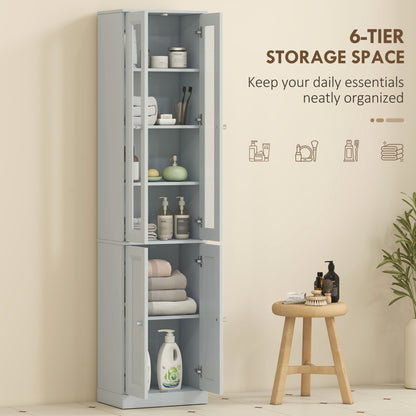 Tall Bathroom Storage Cabinet, 6-Tier Bathroom Cabinet, Dusty Blue