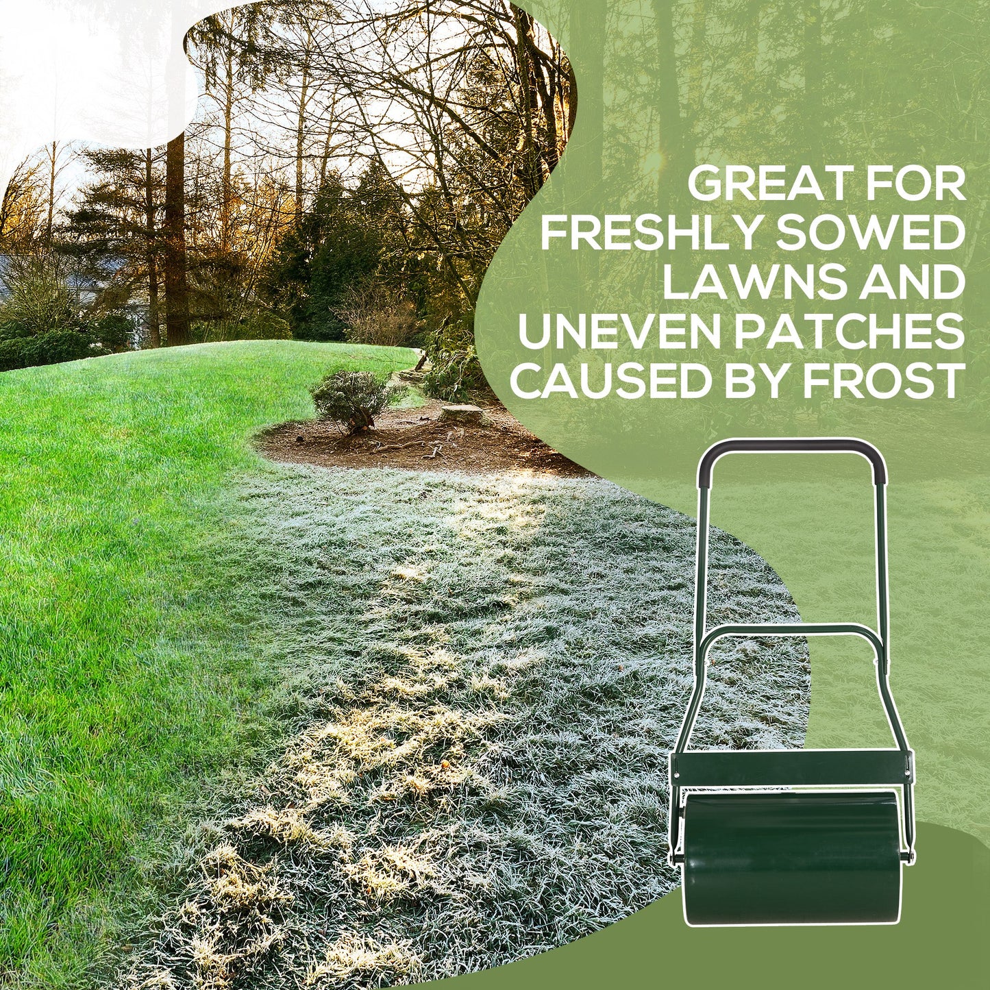 40L Lawn Roller Grass Ground Garden Push / Tow Landscaping Erasing Sod