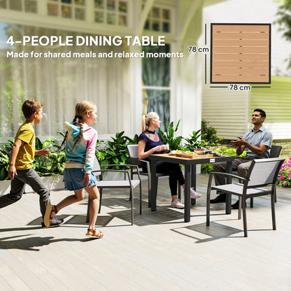 78 cm Garden Dining Table for 4, Square Outdoor Side Table, Natural