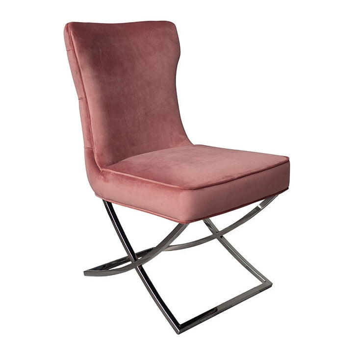 Wexler Dining Chair  Blush Pink -Silver Base