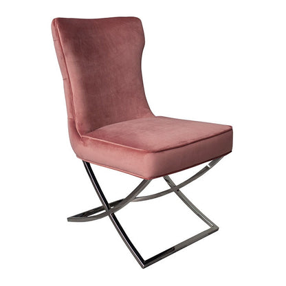Wexler Dining Chair  Blush Pink -Silver Base